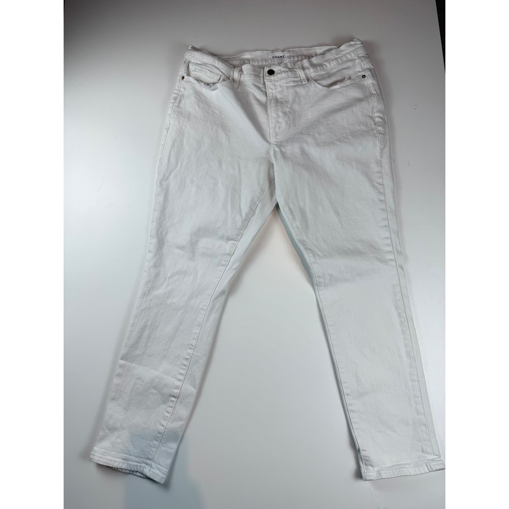 Frame Le‎ Garcon Slim Boyfriend Jeans White Mid Rise Size 32 Womens Denim